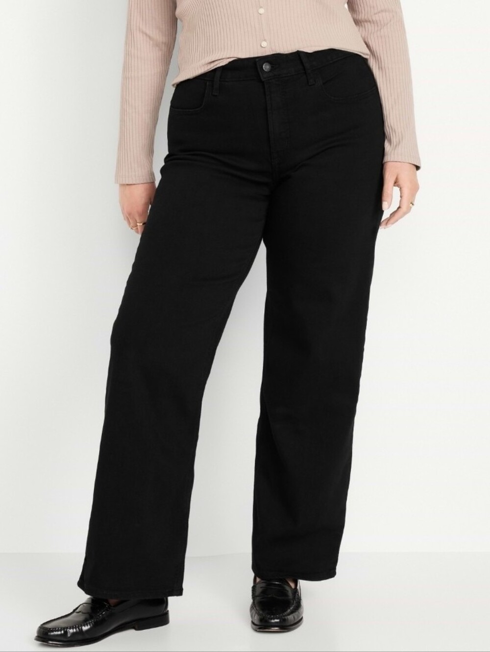 nwt OLD NAVY size 14 TALL Wow Wide Leg Stretch High Rise Black Denim Jeans